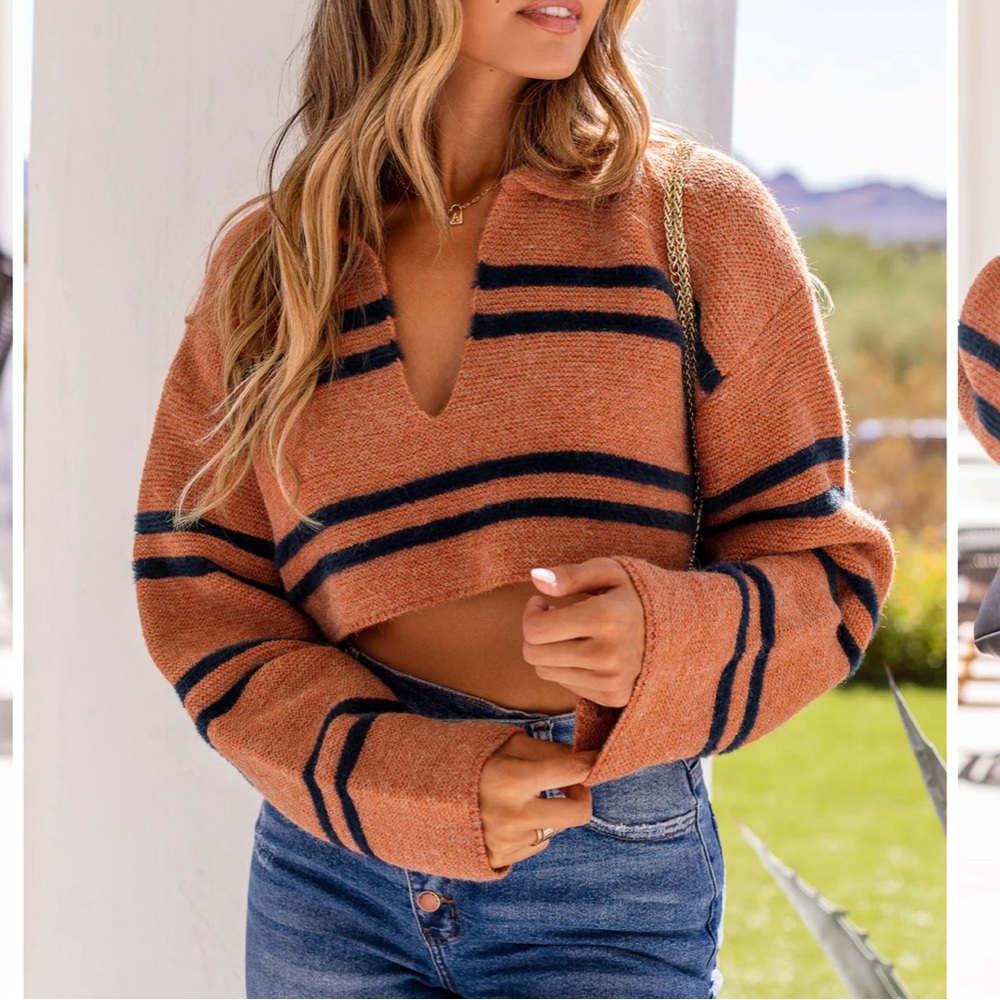 Comfy, cropped v-neck sweater.